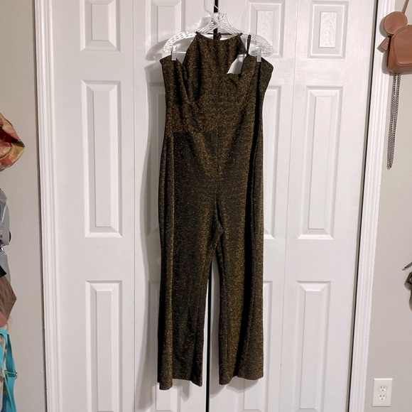 Cider gold & black sparkle jumpsuit pants suit romper  size 4X - Picture 1 of 11